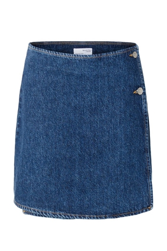Claire MW wrap denim skirt, Medium blue melange